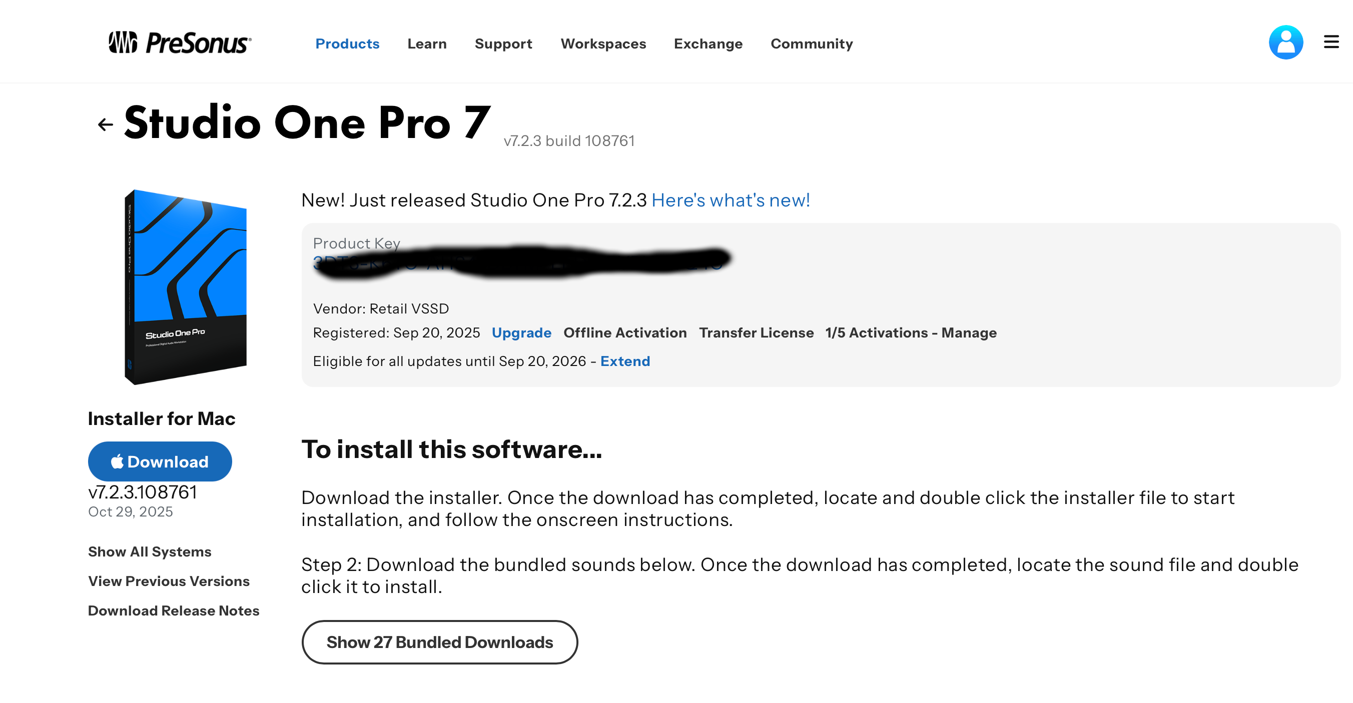 Presonus Studio One Pro 7.2.3 (Perpetual)